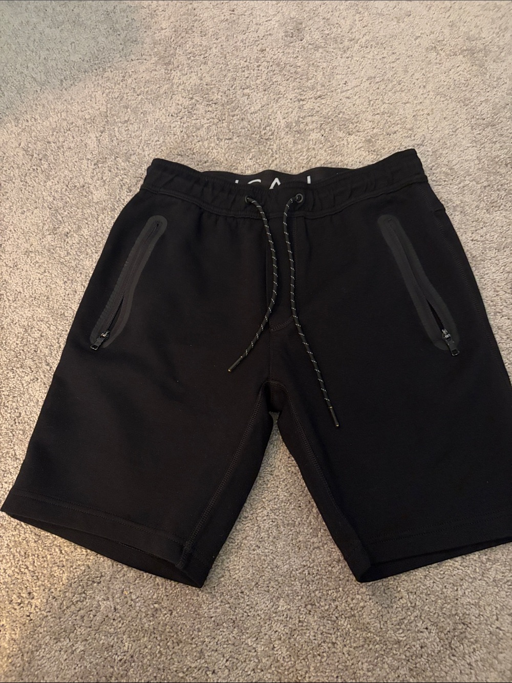 American Eagle Outfitters Black Athletic Drawstring Zip-Pocket Shorts